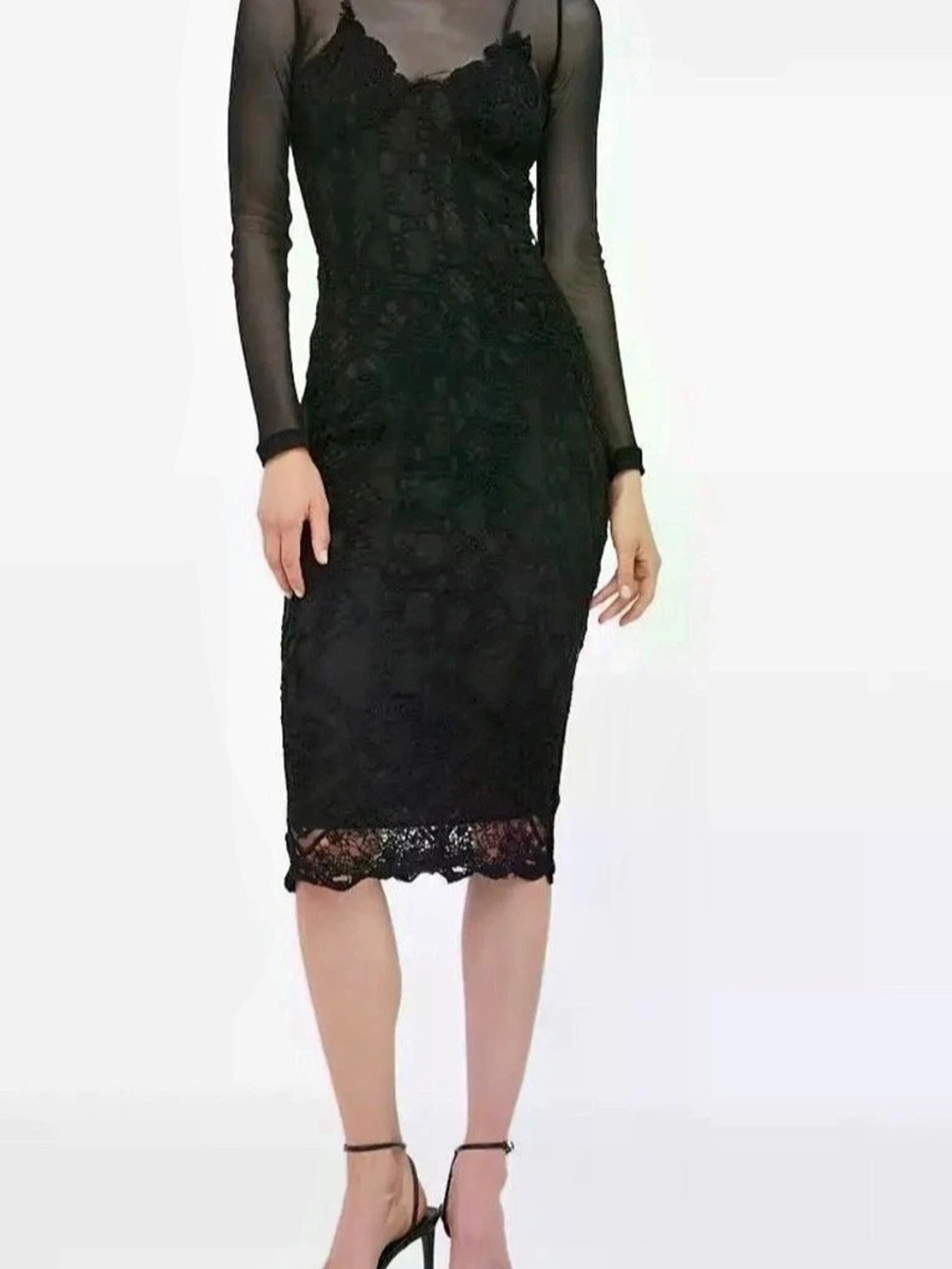 Bardot Black Lace Midi Dress Size 8 NWOT